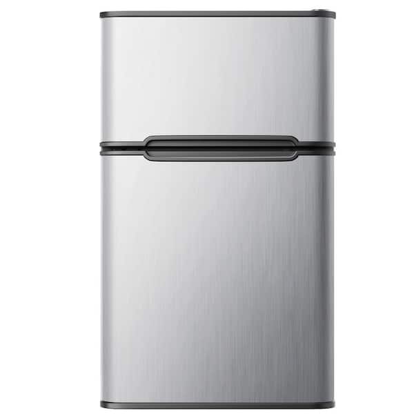 20 in. 3.2 cu. ft. Mini Refrigerator in Silver with Compact Freezer, 7-Temperature Control and 3D Cooling