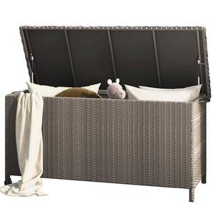 108 Gal. Brown Wicker Deck Box with Double Gas Poles