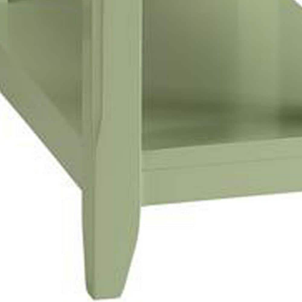 Light Green Wood Rectangular Side Table with Storage