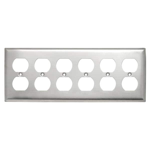 Pass & Seymour 302/304 S/S 6 Gang 6 Duplex Wall Plate, Stainless Steel (1-Pack)