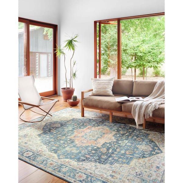 Loloi Skye Ocean/Multi 9 ft. x 12 ft. Printed Boho Vintage Area