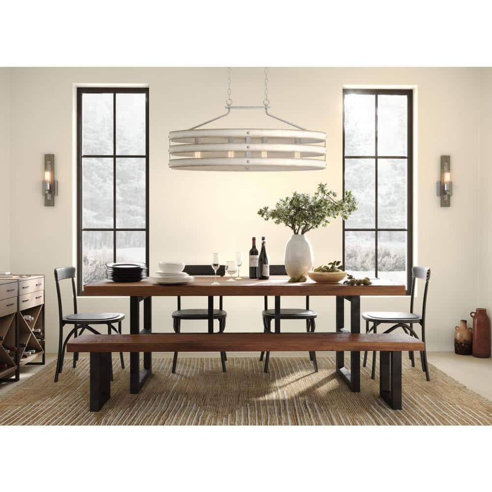 Gulliver Dual-Toned Galvanized and Antique White Linear Chandelier