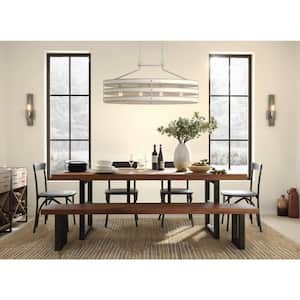 Gulliver Collection 38-1/2 in. 4-Light Galvanized Coastal Linear Chandelier Light with Weathered White Wood Accents