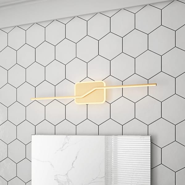 aiwen Modern 39.17 in. 2-Light Gold LED Vanity Light Over Mirror Wall Light Fixtures