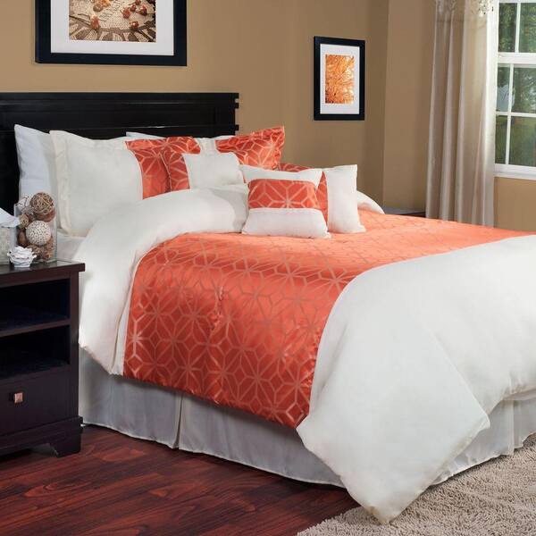 Lavish Home Morgan 7-Piece Orange King Comforter Set