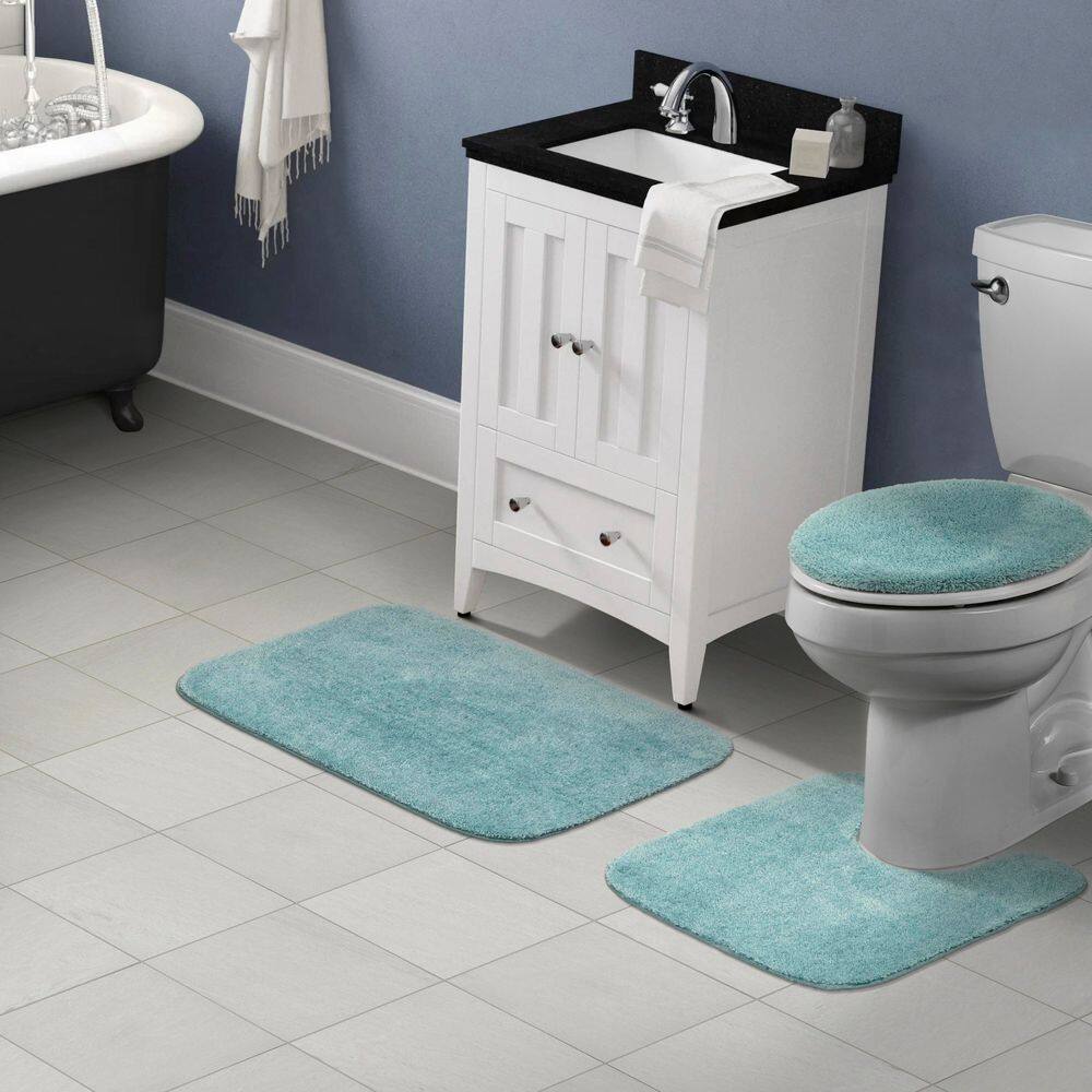 Sea Foam Nylon Traditional 3-Piece Bath Rug Set