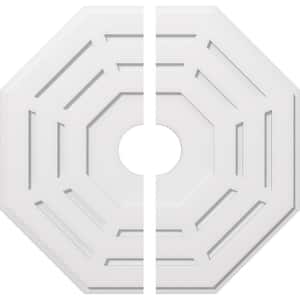 1 in. P X 13-1/2 in. C X 34 in. OD X 6 in. ID Westin Architectural Grade PVC Contemporary Ceiling Medallion, Two Piece