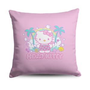 Hello Kitty Palm Tree Breeze 18 in. x 18 in. Printed Multi-Color Throw Pillow