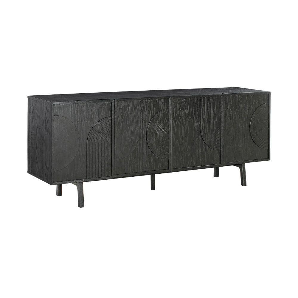 Benjara Black Wood Top 18 in. Sideboard with 4Doors BM293106 The