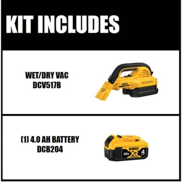 20V MAX Cordless 1/2 Gal. Wet/Dry Portable Vacuum and (1) 20V MAX Premium Lithium-Ion 4.0Ah Battery