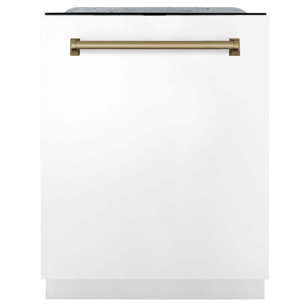 Autograph Edition 24 in. Top Control 6-Cycle Tall Tub Dishwasher with 3rd Rack in Matte White and Champagne Bronze