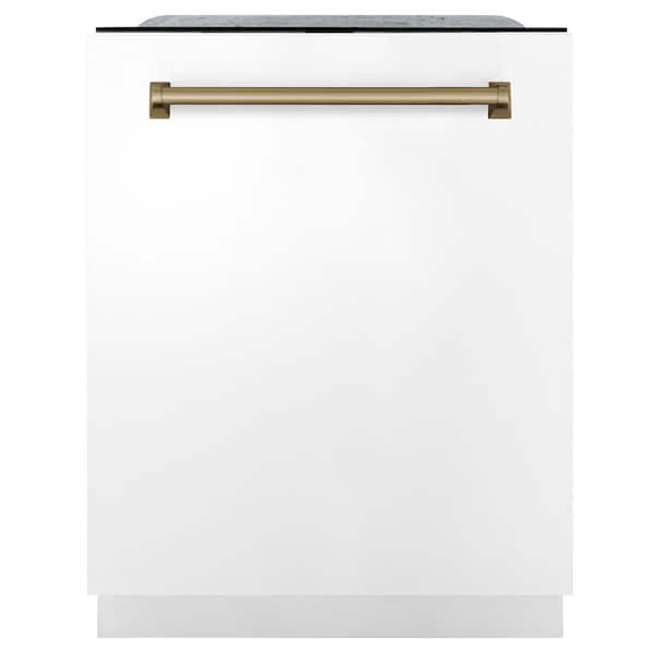 Autograph Edition 24 in. Top Control 6-Cycle Tall Tub Dishwasher with 3rd Rack in Matte White and Champagne Bronze