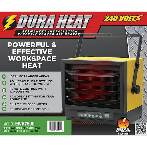 DuraHeat 7500W Hardwire Forced Air Electric Ceiling Garage Heater 