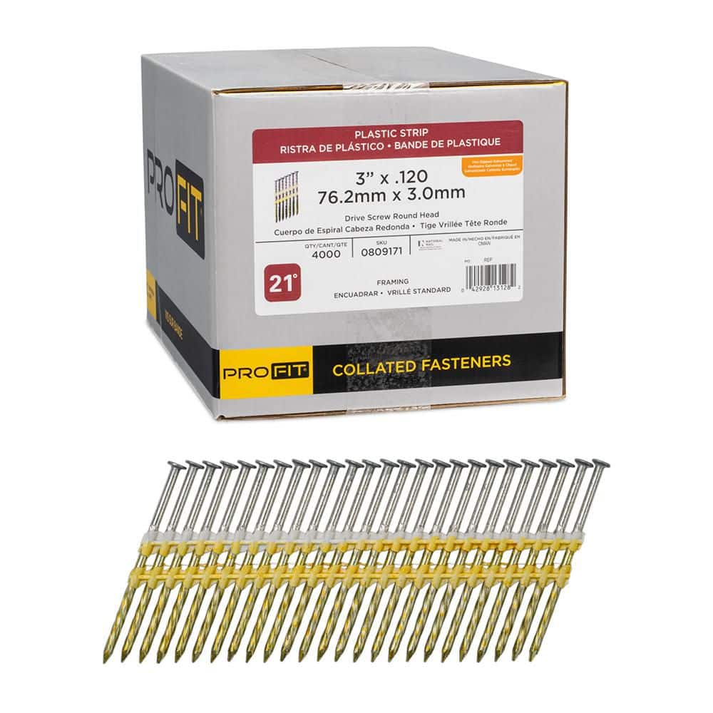 3 in. x 0.120 21° Hot Dipped Galvanized Screw Shank Plastic Strip Framing Nails (4000-Per Box) price history on PriceWatchPro