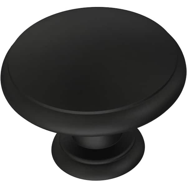 Franklin Brass 11/4 in. (32 mm) Matte Black Round Ringed Knob