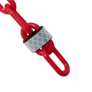 2 in. (#8,51 mm) x 100 ft. Red Reflective Plastic Barrier Chain
