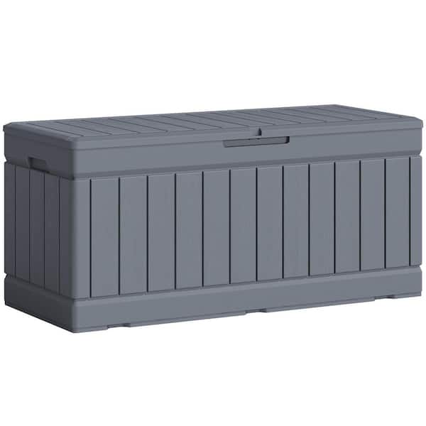 Tozey 82 Gal. Fusion Style Deck Box Gray Outdoor Resin Storage Box