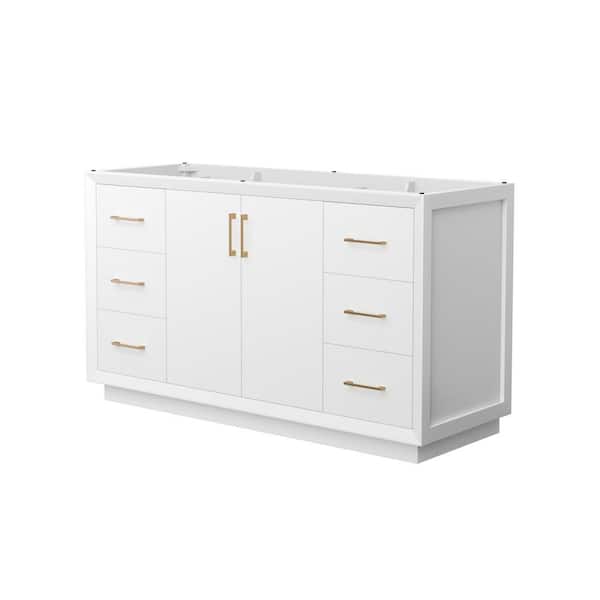 Wyndham Collection Strada 59.25 in. W x 21.75 in. D x 34.25 in. H Single Bath Vanity Cabinet without Top in White