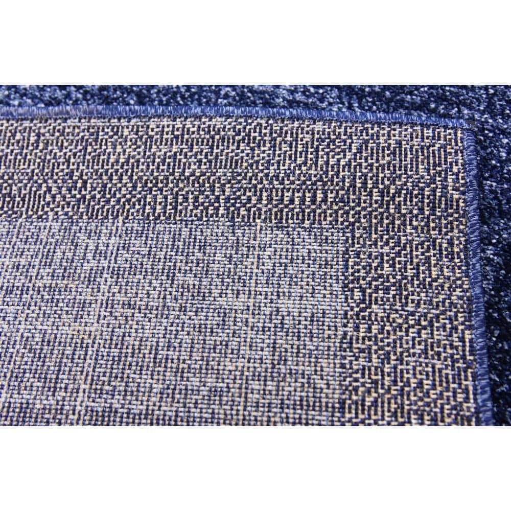 Navy Blue Rectangular Tufted Stain-Resistant Rug