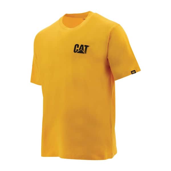 Caterpillar Trademark Men's Small Yellow Cotton Short Sleeve T-Shirt