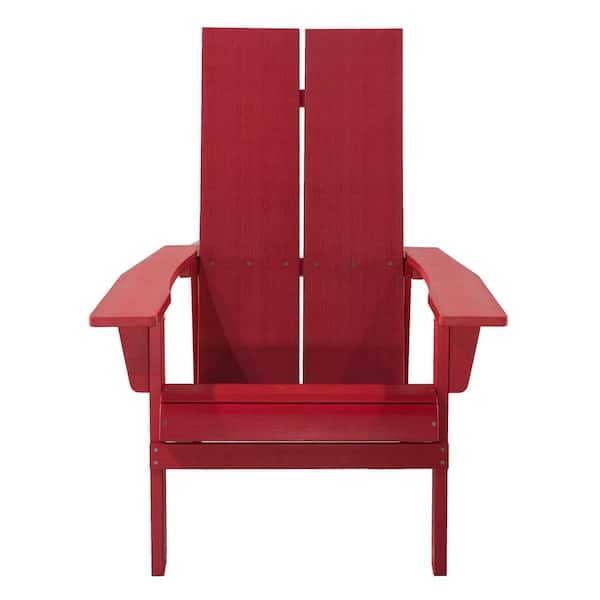 ITOPFOX Red Weather Resistant Plastic Adirondack Chair Wood Adirondack 1-Pack Patio Chair for Outdoor Waterproof