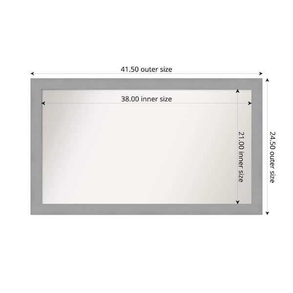 Amanti Art Brushed Nickel 41.5 in. x 24.5 in. Custom Non-Beveled Recycled Polystyrene Framed Bathroom Vanity Wall Mirror