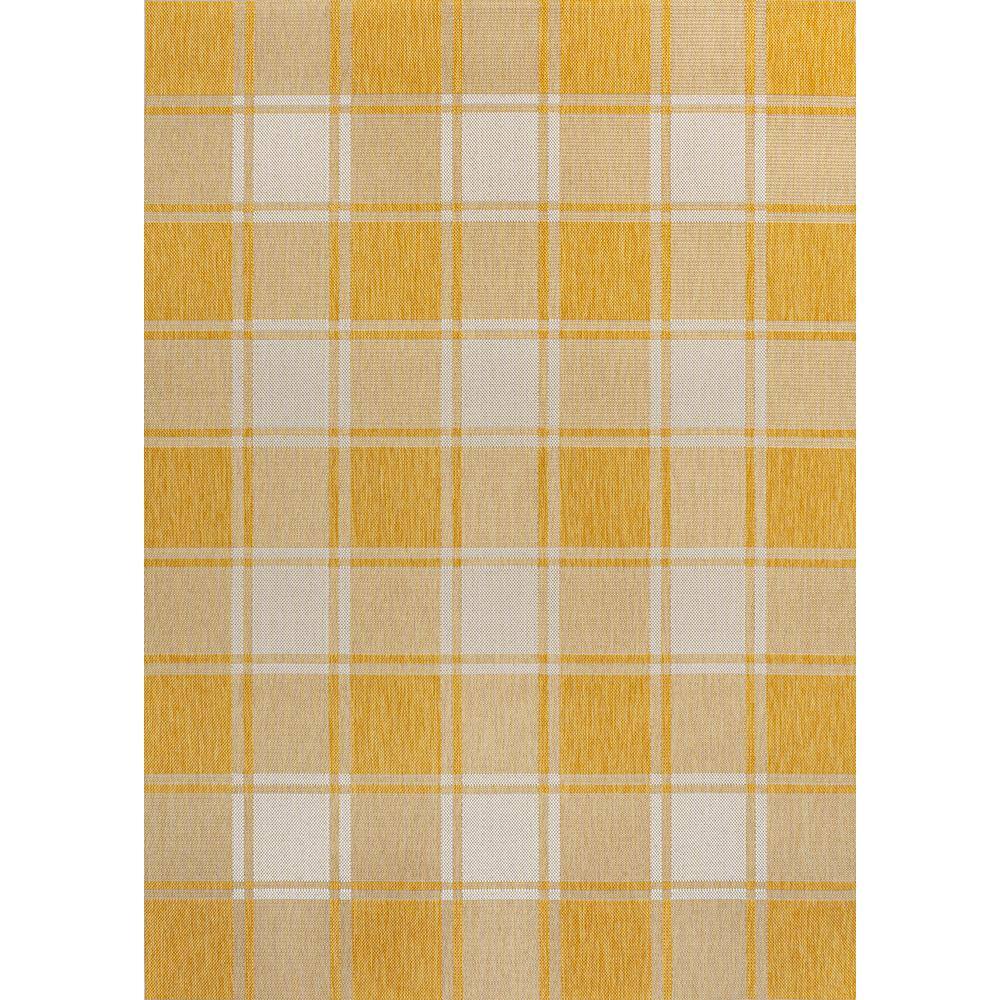 Sabine Bold Gingham Yellow and Cream 3 x 5 Synthetic Indoor/Outdoor Rug