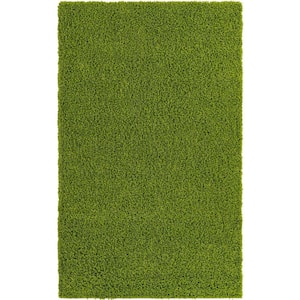 Solid Shag Grass Green 5 ft. x 8 ft. Area Rug