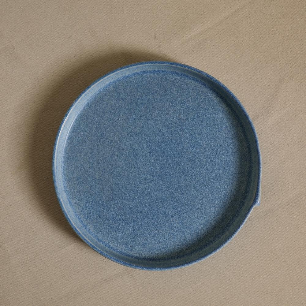 Blue Ceramic Minimalist Round Salad Plate Set, 7.4 inches, Set of Four