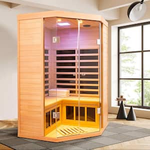 Moray 2-Person Indoor Hemlock Deluxe Transparent Infrared Sauna with 7 Far-Infrared Carbon Crystal Heaters