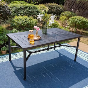64 in. x 39 in. Black Rectangular Metal Outdoor Dining Table