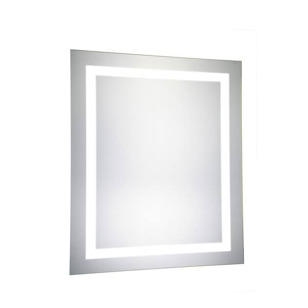 Unbranded Klein 20 in. x 30 in. LED Wall Mirror with Rectangle Steel Frame Color Temperature 5000K in Glossy White