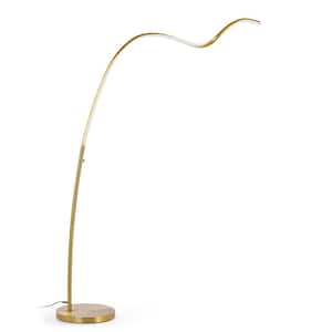 Spiral 78 in. Brushed Brass Integrated Dimmable LED Tube Arc Floor Lamp