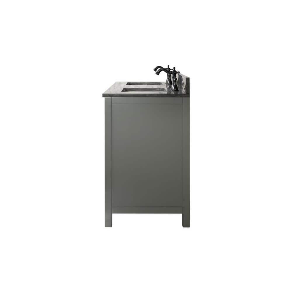 60" Pewter Green Double Sink Vanity with Marble Top