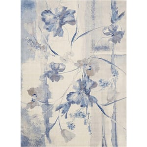 Somerset Ivory/Blue 7 ft. x 10 ft. Floral Contemporary Area Rug