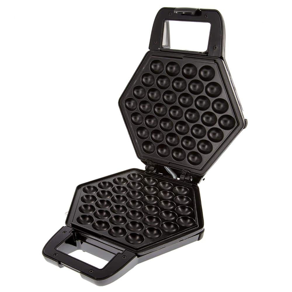 Black Non-Stick Rotating Bubble Waffle Maker