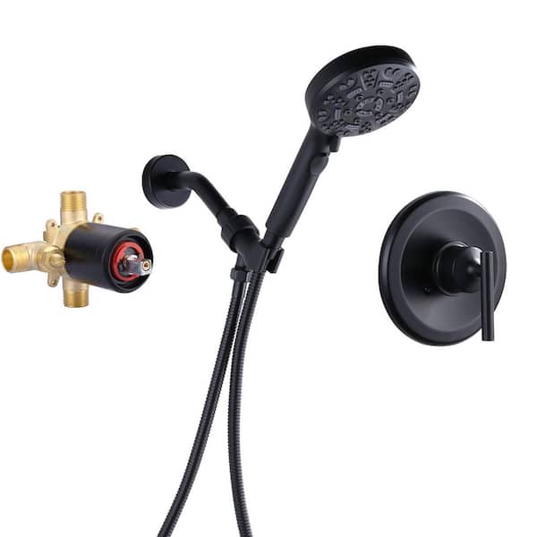 VEVETTA Single Handle 7-Spray Shower Faucet 1.8 GPM with Pressure Balance Valve in. Matte Black