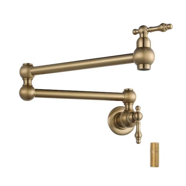 Wall Mount Pot Filler with Double Handle in Gold