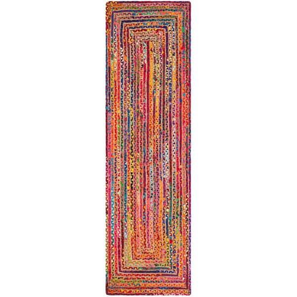 SAFAVIEH Cape Cod Red/Multi 2 ft. x 14 ft. Striped Border Runner Rug