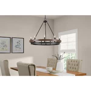 Stillwood 32 in. W 9-Light Matte Black Chandelier