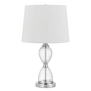 24 in. Clear Metal Table Lamp with White Empire Shade
