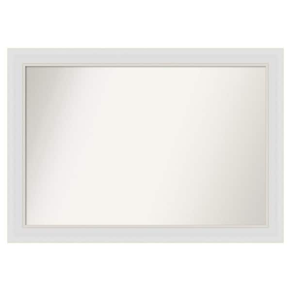 Amanti Art Flair Soft White Narrow 34 in. x 24 in. Custom Non-Beveled Satin Recyled Polystyrene Bathroom Vanity Wall Mirror