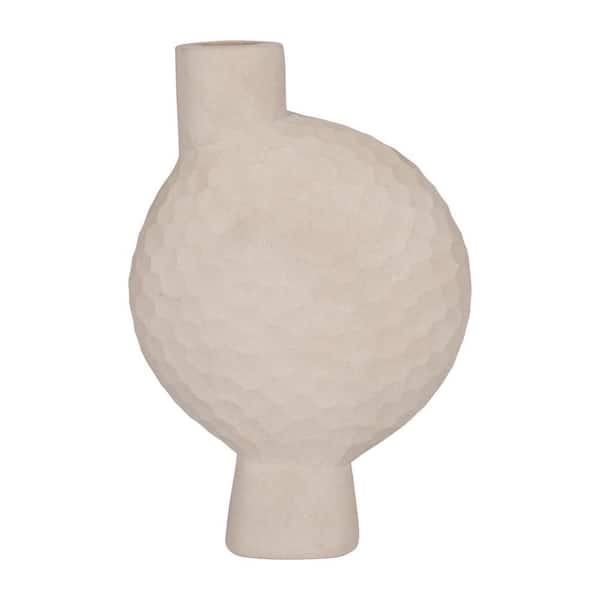 Liv & Skye 11 in. Brown Stone Geometric Novelty Hammered Decorative Vase