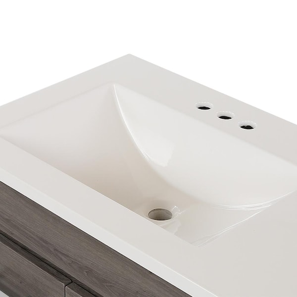 36-in Gray Single Sink Bathroom Vanity with White Cultured Marble Top –  Denali Building Supply