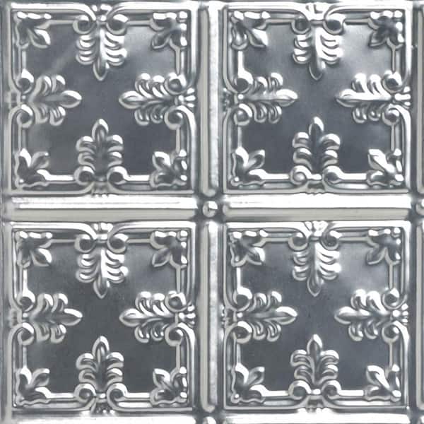 FROM PLAIN TO BEAUTIFUL IN HOURS Take Home Sample - Florentine Lacquered Steel 1 ft. x 1 ft. Decorative Tin Style Lay-in Ceiling Tile (1 sq. ft./case)