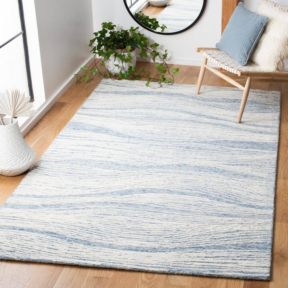 Hand-Tufted Elegance Wool Square Rug in Vivid Blue