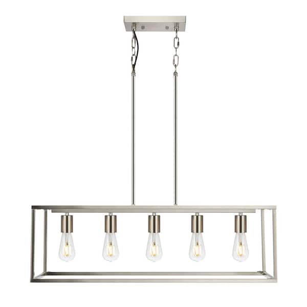 WINGBO 5-Light Kitchen Island Light, Modern Linear Pendant Light Fixture