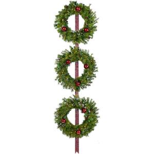 20 in. Artificial Holly Berry Wreaths with Ornaments and 150 Battery-Operated LED Lights (Set of 3)
