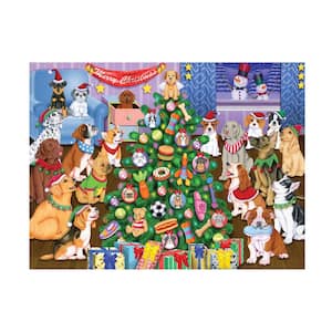 Unframed Home Tomoyo Pitcher 'Puppies Christmas Tree' Photography Wall Art 14 in. x 19 in.