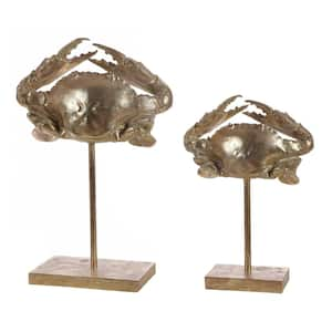 Conra 12 in. Gold Crab Decorative Table Sculptuce (Set of 2)